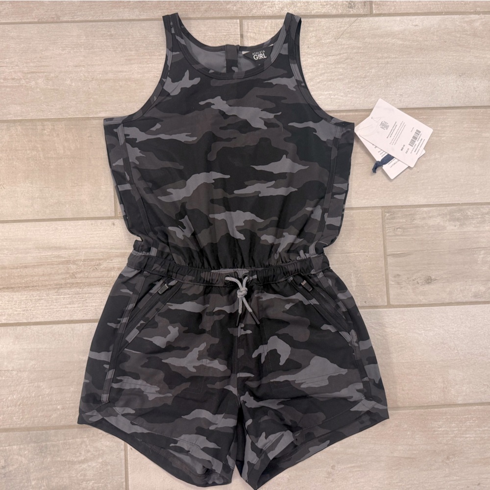 Athleta Girl NWT Black Camo Romper